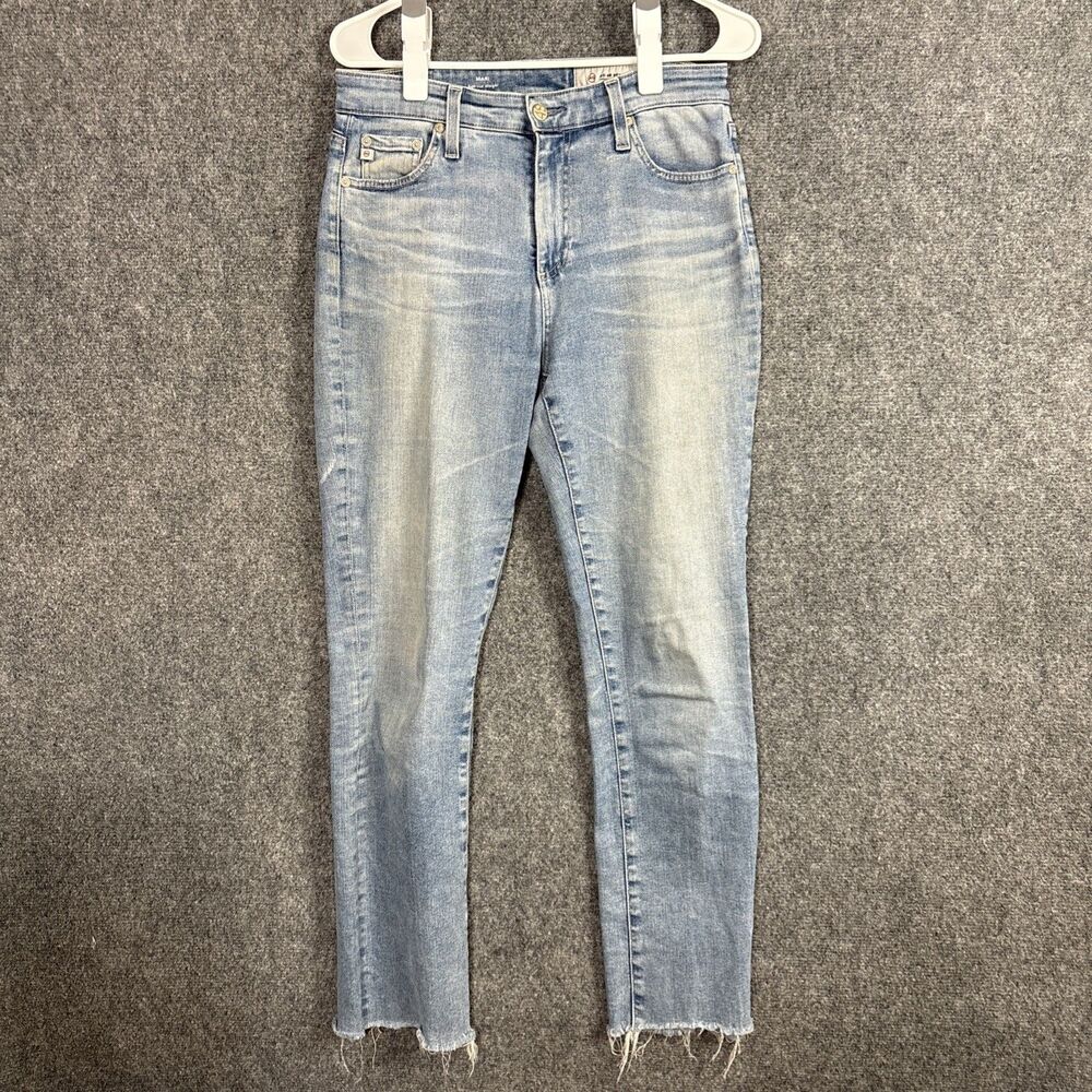 AG Adriano Goldschmied Jeans Womens Size 28 Blue Mari High Rise Straight Raw Hem